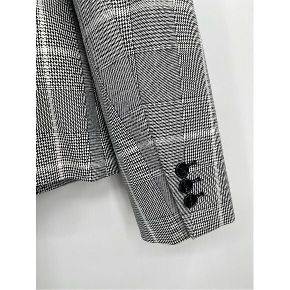 NWOT Banana Republic Gray Classic Fit Houndstooth One Button Blazer Size 12 - Picture 4 of 8